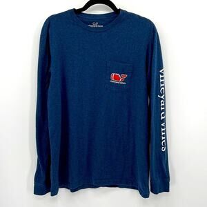 Vineyard Vines Long Sleeve Football Tee - Navy - Medium